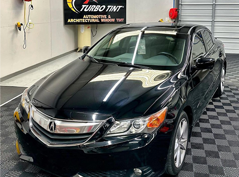 Turbo Tint Cary Window tint Finish white car our work bay flooring rev