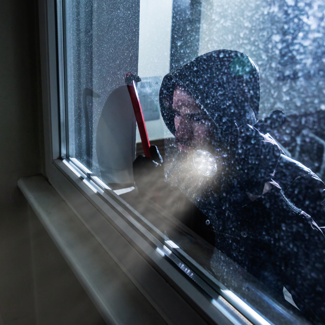 Burglary looking through window without window tint. with reflective window film they cannot view inside
